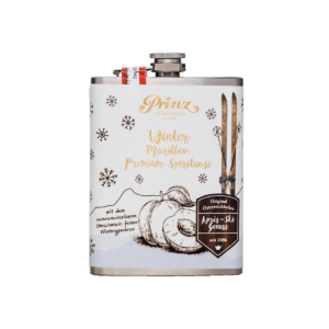 Edelstahl-Flachmann mit Winter Marille Schnaps 40 % vol.