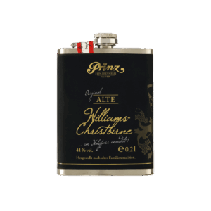 Edelstahl-Flachmann mit Alter Williams-Christbirne 41% vol