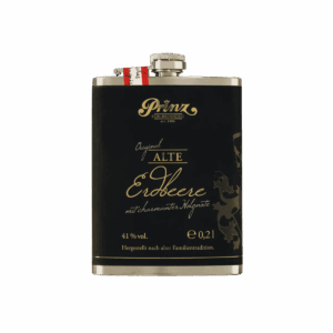 Edelstahl-Flachmann mit Alte Erdbeere - 200 ml | 41 % vol